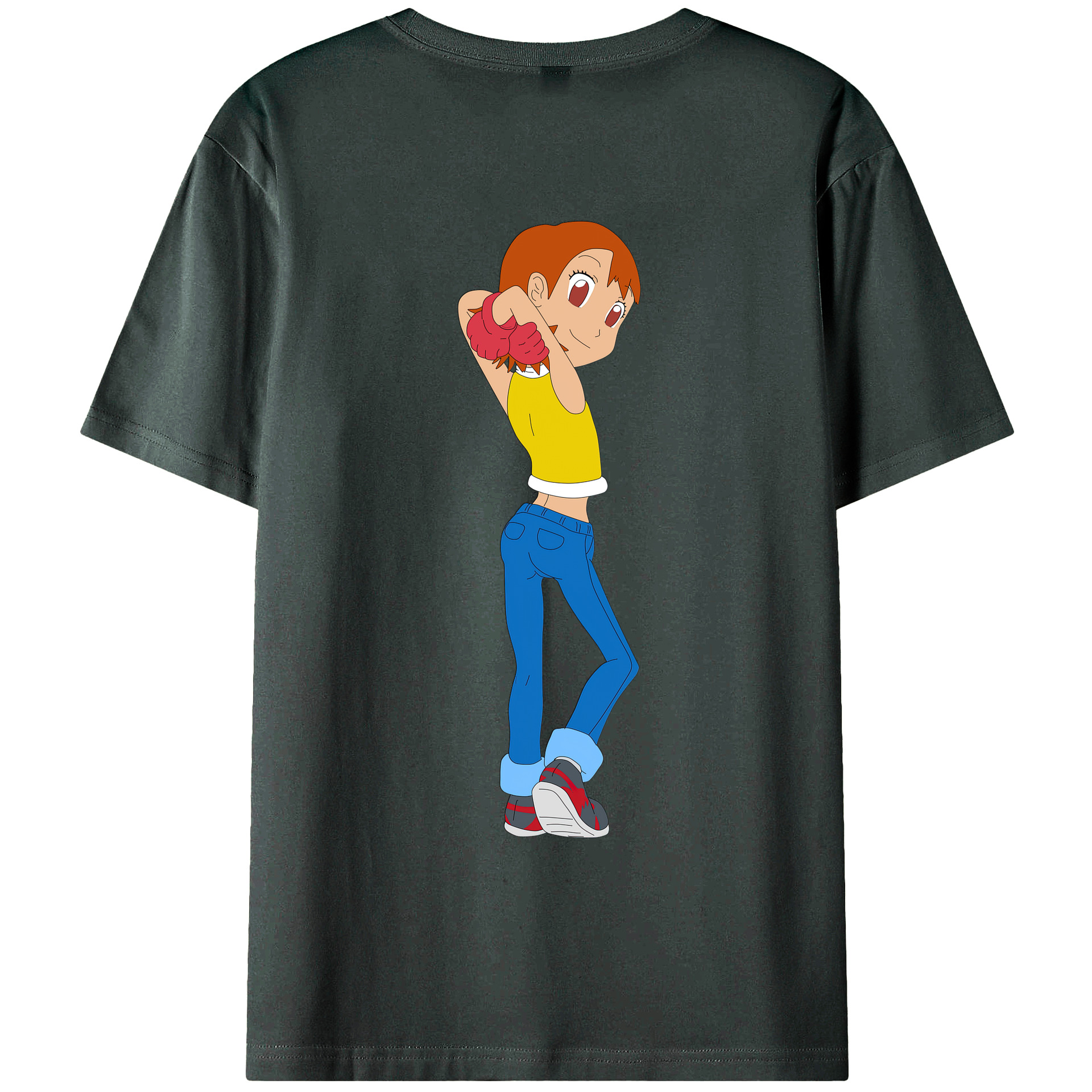 （画像用） Digimon デジタルモンスター/デジモン 綿100％ メンズ半袖Tシャツ（バックプリント） 通気性